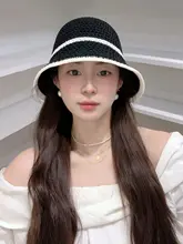 春夏用コントラストカラー編み込みフィッシャーハット【シンプル・日差し対策・アウトドア向け】