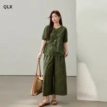 した雰囲気のビンテージ風トップスとボトムス【大きいサイズ・夏用】（セットアップ対応）