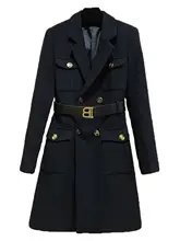 秋冬用 ウール混合中長丈コート【韓国風・シンプル・オフィス向け】