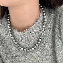 灰色真多麻パールネックレス【女性用・秋冬・エレガントデザイン】
