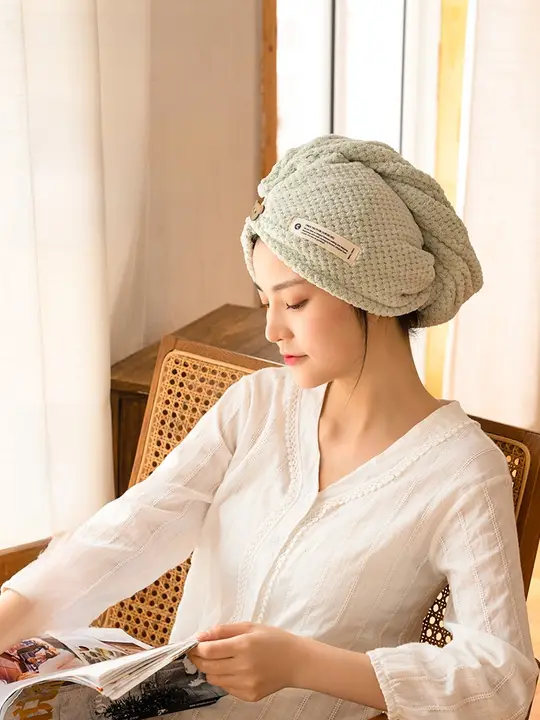 SANLI 超吸水・速乾！厚手バスタオルヘアドライキャップ【女性用・包みタイプ】