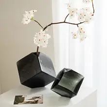 フラワーベース ガラス 透明 生け花 上品 変形 リビング ダイニング テーブル インテリア オブジェ