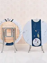 折りたたみ円形テーブルカバー【防水PVC・洗濯不要・伸縮性バンド付き】