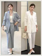 グレー系ビジネススーツセット【軽量・カジュアル・女性用・ジャケットとパンツの2点セット】