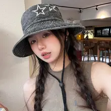 ビジュー星付きウエスタンスタイルキャップ【女性用・夏用・UVカット・アウトドア・登山用】