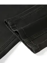 暖かくて柔らかい梨型デザインのデニムテーパードパンツ
