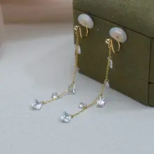 Rufan ニッチライト高級ハイエンドジルコンタッセルイヤークリップ