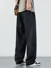 メンズストレートカジュアルパンツ【ゆったりした大きいサイズ・パッチワークデザイン・夏用・フレアパンツ】（セットアップ対応）
