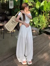 白色極上の柔らかさの薄手ワイドレッグパンツ【フィット・夏用】