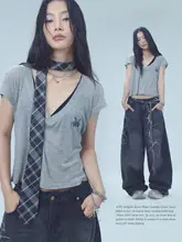 リリックシリーズ Vネック女性用ゆったりジャズスタイル半袖トップス