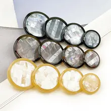 樹脂製ボタン【貝殻調・モザイクデザイン・ファッション用】
