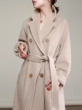 NZ 高級ツインボタンキャメルダブルフェイスカシミアコート【中長丈・厚手ウール使用】