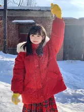 クリスマスカラーの短丈ダウンコート【極上の柔らかさ・冬用・ルーズフィット】