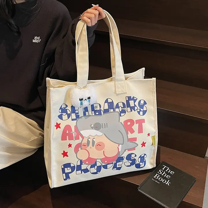 大容量カートンキャンバスバッグ【秋冬通勤用・肩掛け・トートスタイル・旅行・ショッピング対応】