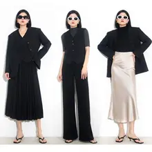 立体肌理感ベスト・タイトパンツ・プリーツスカート・ビジネススーツ【秋用・女性用】（セットアップ対応）