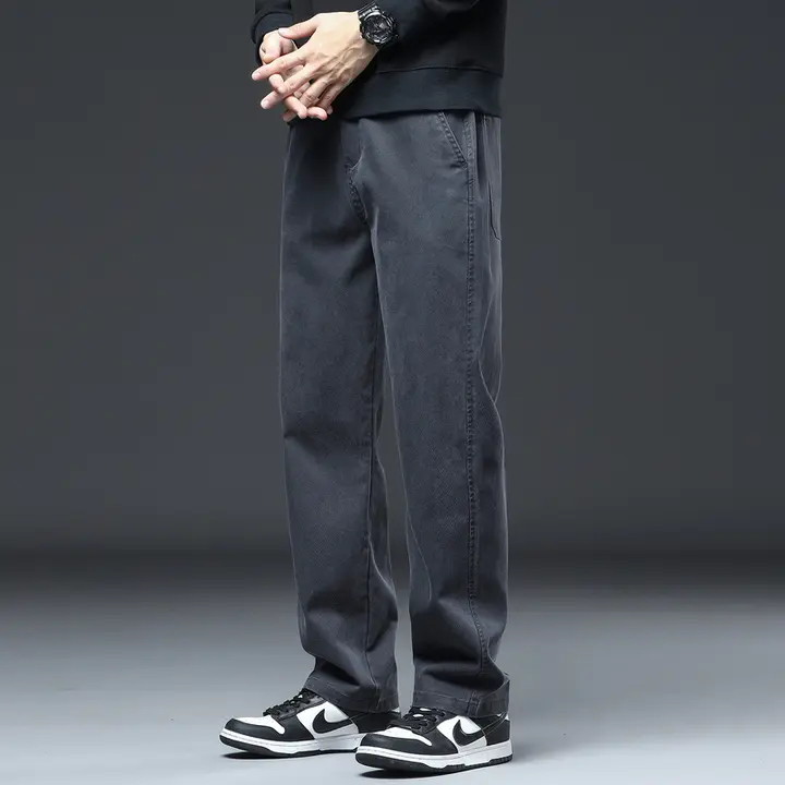 ルーズフィットの男性用カジュアルパンツ【春夏用・ワイドレッグ・ストレート・工事作業スタイル】