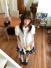 白色 春夏用 上着【短袖・甘いタックギャザー・ドールシャツ・バルーンスリーブ】