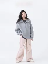 おしゃれな星デザイン キッズパーカー【ゆったりシルエット・春秋用・フード付き】