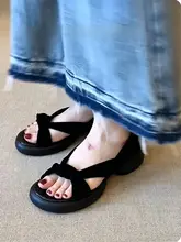 柔らかい羊革使用の美しいフレンチスタイルサンダル【夏用・厚底・カジュアル・ローマ風】