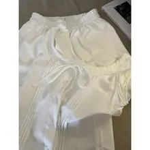 春夏用 白色リボン付きノースリーブルームウェア【レース飾り・ショートパンツ・家居服】（セットアップ対応）