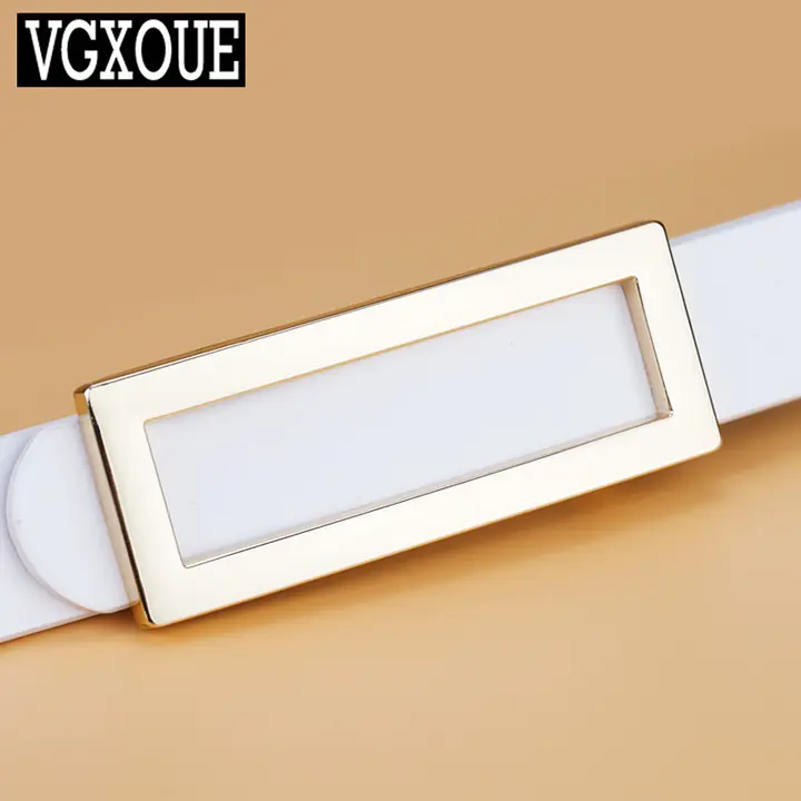 スタイリッシュな本革レディースベルト【白・シンプル・デニムパンツ用】