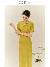 エレガントな黄色の中華風ワンピース【日常・通勤用】