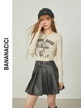 春季新作 レトロゴシック風 ロゴプリントラウンドネック長袖Tシャツ
