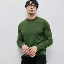 洗濯機対応の高品質ウールセーター【秋冬用・半高襟・メンズ・無着色】