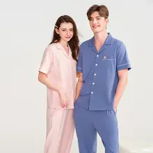 春夏用カジュアルコットンパジャマ【男女兼用・アニメデザイン・短袖】（セットアップ対応）