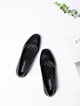 スクエアトゥ太ヒールパンプス【ブラック・ビジネス用・ソフトソール】