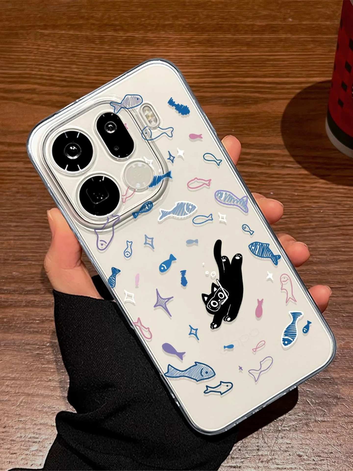 スマホケース 動物風 クリーンなデザイン：OPPO用 カラフルな魚と猫のTPUケースの実用性と選定ガイド