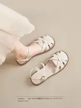 真皮製 平底包頭サンダル【夏用・透かしデザイン・ローマスタイル】
