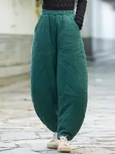 国風デザインのコットンリネン製パンツ【加厚・ルーズフィット・ランタンパンツ・外出用】（セットアップ対応）