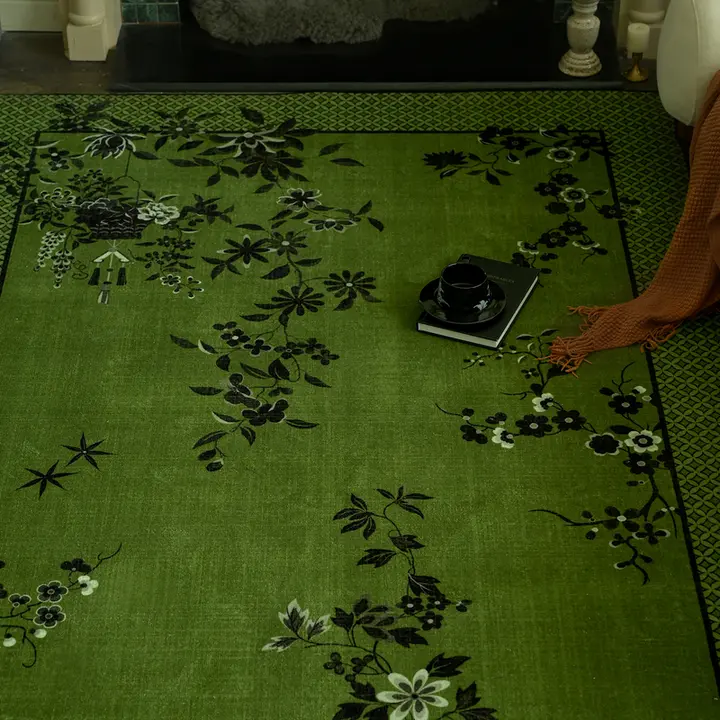 レトロデザインのラグ【洗濯不要・高級感漂う新中式スタイル・リビング用】