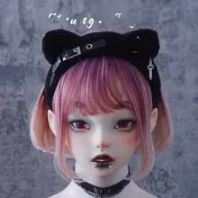 カチューシャ 猫耳 ファー ハンドメイド クロス ゴシック ダーク サブカル