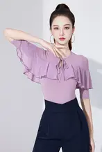 レディース ラテンダンス用 練習服【中袖・メッシュ素材・国標舞用・モダンダンストップス】