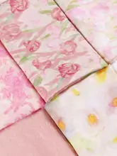 春夏向けの粉色タイダイプリント生地【デザイナー素材・和服風・ドレス用】