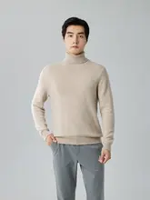 極上の柔らかさのカシミヤニットセーター【メンズ・折り返し高めのネック・厚手】