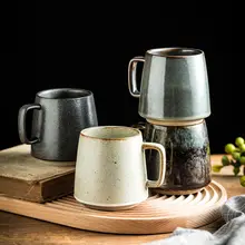 和風粗陶製マグカップ【家庭用・オフィス用・クリエイティブデザイン・コーヒー・紅茶用】