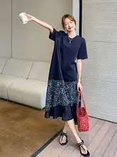 シルエット 薄手シフォンフラワードレス【夏用・ゆったり着心地・Tシャツドレス】（セットアップ対応）