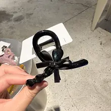 クリスタルリボンデザインの中型シュシュ【韓国スタイル・後頭部用】