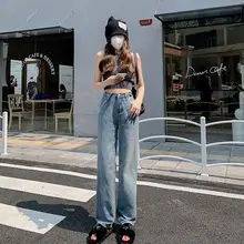 ハイウエストデザインのストレートデニムパンツ【トレンド・スリムフィット・カジュアル】（セットアップ対応）