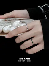 パール入り純銀リング【オリジナルデザイン・クールスタイル・開口タイプ】