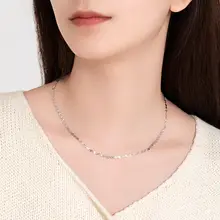 純銀製 基本タイルチェーン【秋冬用・セーター用・大人のカジュアル】