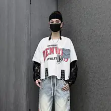 トレンド短丈クロップド長袖Tシャツ【女性用・ヒップホップスタイル・おしゃれ】