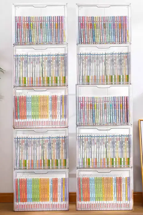 アクリル透明本収納ボックス【デスク用・学生向け・オフィス・文具整理】