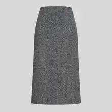 羊毛混紡の優雅なHラインのストレートスカート【バックスリット・秋冬対応】