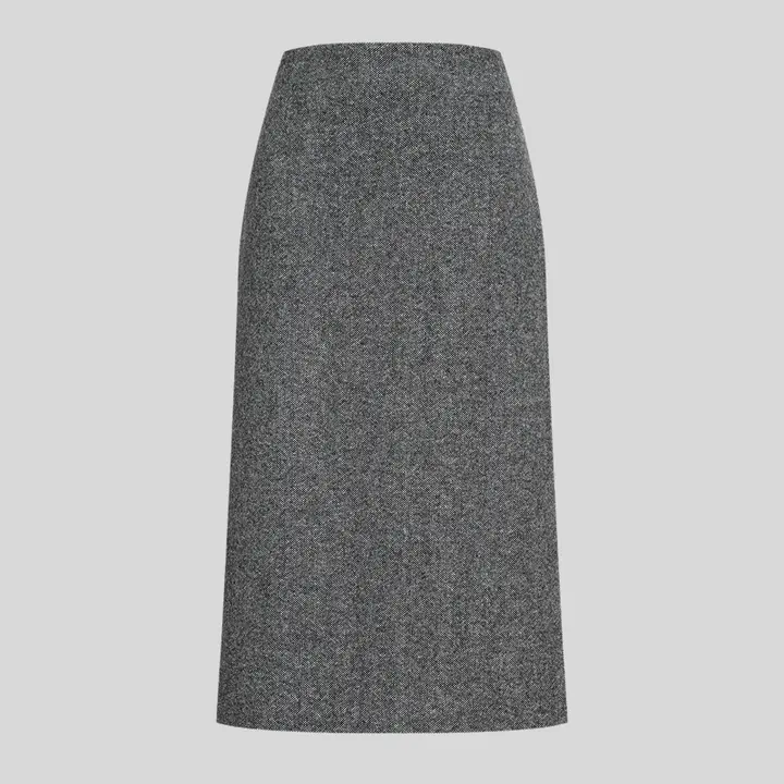 羊毛混紡の優雅なHラインのストレートスカート【バックスリット・秋冬対応】
