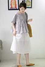 デザイン性のある女性用フィット麻混ストレートシャツ【夏用・短袖・ヴィンテージスタイル】