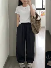 快適で軽やか！大きいサイズの薄手ストレートパンツ【ウエストゴム・カジュアル・九分丈】（セットアップ対応）